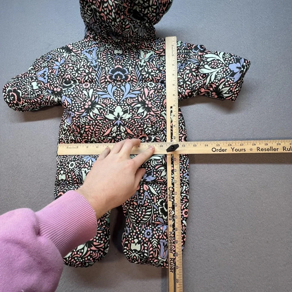 Columbia Snowsuit Baby Girls 0-3 Months Floral Puffer Hooded Fleece Lined Warm